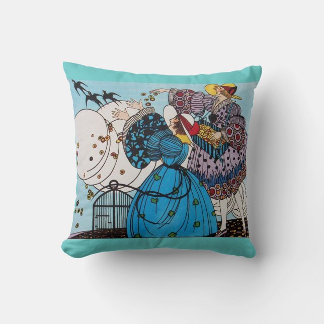 SUMMER GARDEN AND SPRING BIRDS / BEAUTY FASHION THROW PILLOW (Front)
