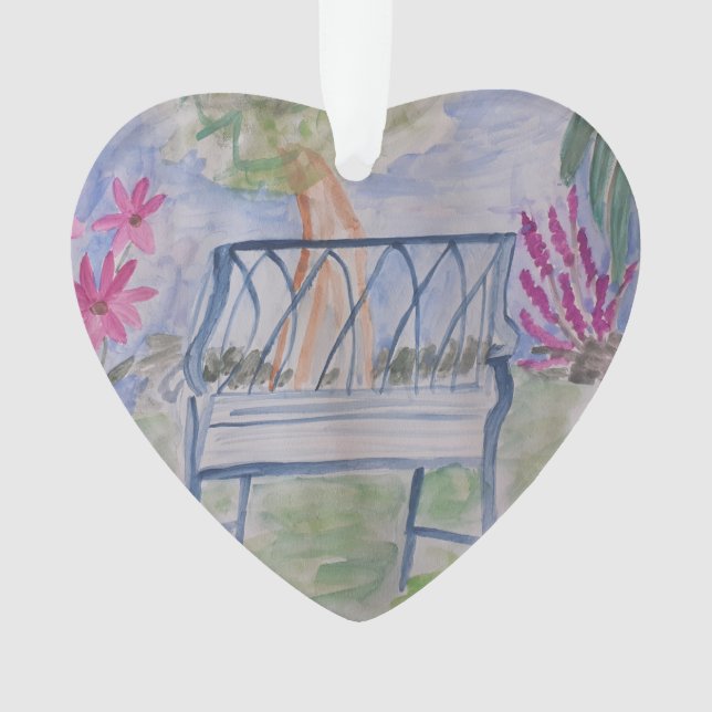 Summer Garden Bench Acrylic Ornament (Front)
