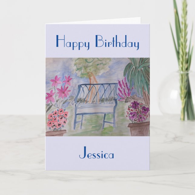 Summer Garden Bench Birthday Card (Front)