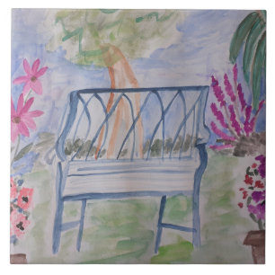 Summer Garden Bench Ceramic Tile
