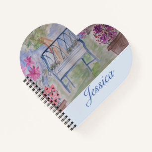 Summer Garden Bench Heart Notebook