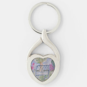Summer Garden Bench Metal Keychain