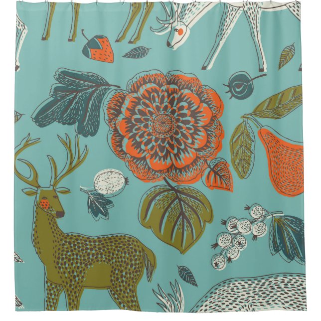 Summer Garden Deer Seamless Illustration. (Front)