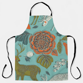 Summer Garden Deer Seamless Illustration. Apron