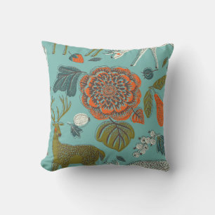 Summer Garden Deer Seamless Illustration. Throw Pillow