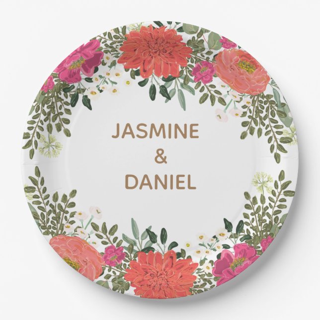 Summer Garden Floral Joy Paper Plate (Front)
