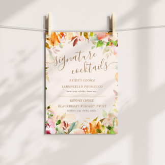 summer garden floral signature cocktail Sign