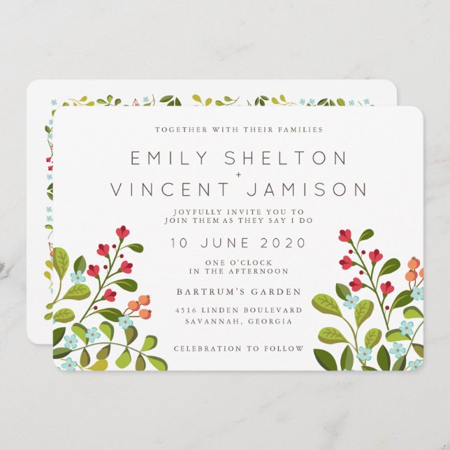 Summer Garden Floral Wedding Suite Invitation (Front/Back)