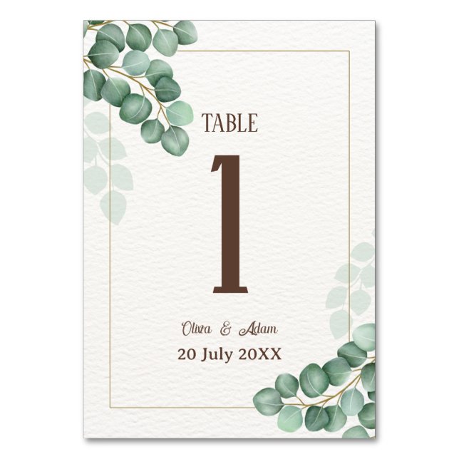 Summer Garden Floral Wedding Table Number (Front)