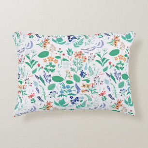 Summer Garden Flowers Leaves Botanical Blooms Accent Pillow