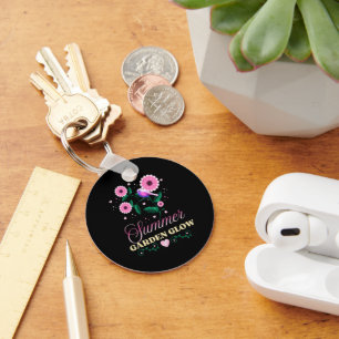 Summer Garden Glow Bird Floral Botanical Cottageco Keychain