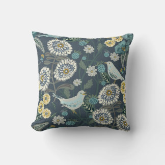 Summer Garden Heritage Birds And Flowers Throw Pillow