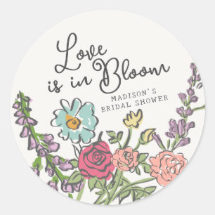 Summer Garden Party Bright Floral Bridal Shower Classic Round Sticker