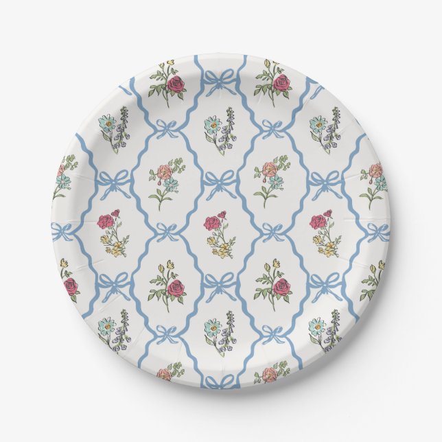 Summer Garden Party Bright Floral Coquette Paper Plate (Front)