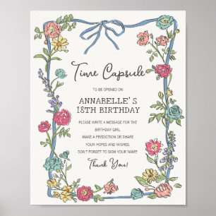 Summer Garden Party Floral Birthday Time Capsule Poster