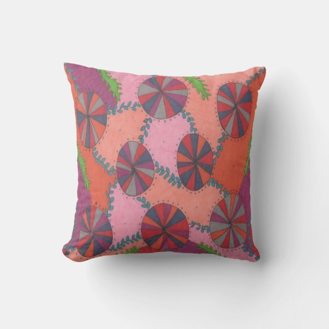 Summer Garden Print Throw Pillow (Front)