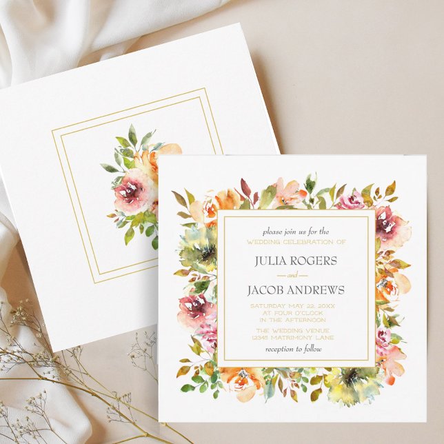 Summer Garden Watercolor Floral Invitation (Summer Garden Watercolor Floral Invitation)