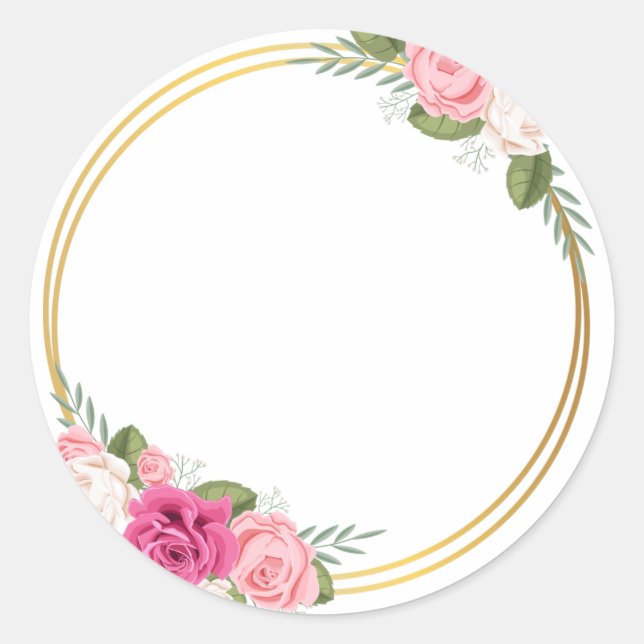 Summer Garden Watercolor Floral Wedding Classic Round Sticker (Front)