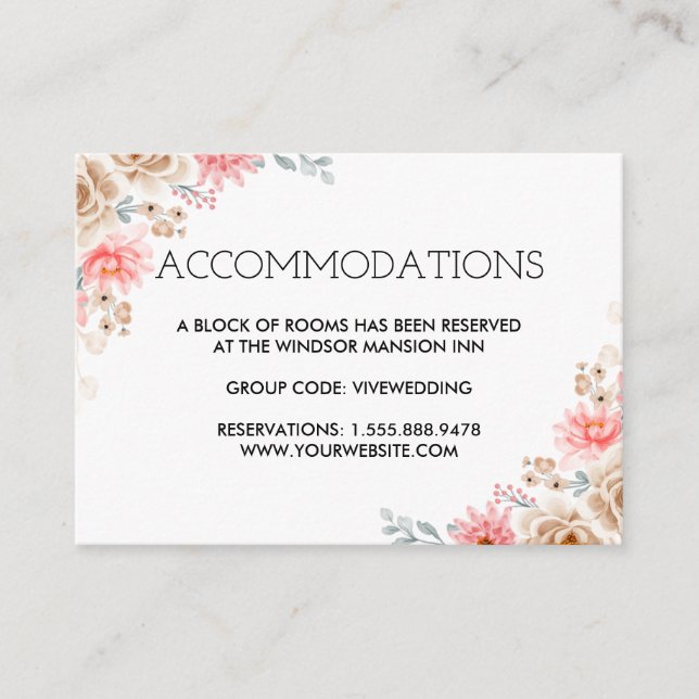 Summer Garden Watercolor Floral Wedding Enclosure Card (Front)