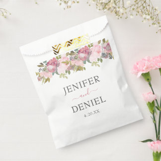 Summer Garden Watercolor Floral Wedding Favour Bag