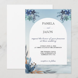 Summer Garden Watercolor Floral wedding Invitation
