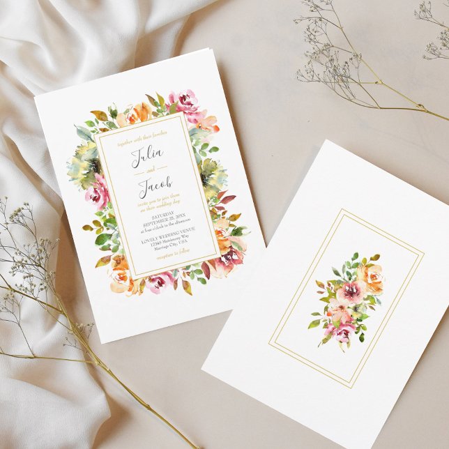 Summer Garden Watercolor Floral Wedding Invitation (Summer Garden Watercolor Floral Wedding Invitation)