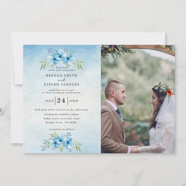 Summer Garden Watercolor Floral Wedding Invitation (Front)