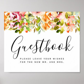 Summer Garden Watercolor Floral Wedding  Poster