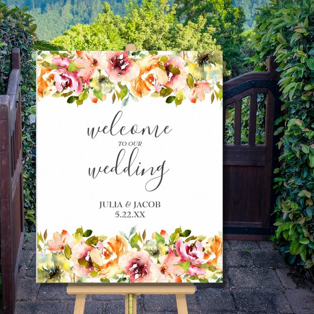 Summer Garden Watercolor Floral Wedding Poster (Summer Garden Watercolor Floral Wedding Poster)