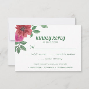 Summer Garden Watercolor Floral Wedding RSVP Card