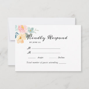 Summer Garden Watercolor Floral Wedding RSVP Card