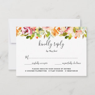 Summer Garden Watercolor Floral Wedding  RSVP Card
