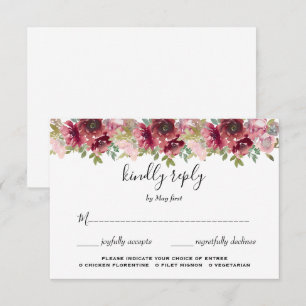 Summer Garden Watercolor Floral Wedding  RSVP Card