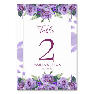 Summer Garden Watercolor Floral Wedding Table Number