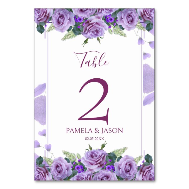 Summer Garden Watercolor Floral Wedding Table Number (Front)