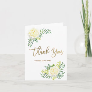 Summer Garden Watercolor Flowers Thank You Card