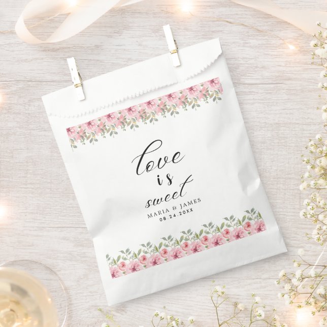 Summer Garden Watercolour Floral Wedding Favour Bag (Clipped)