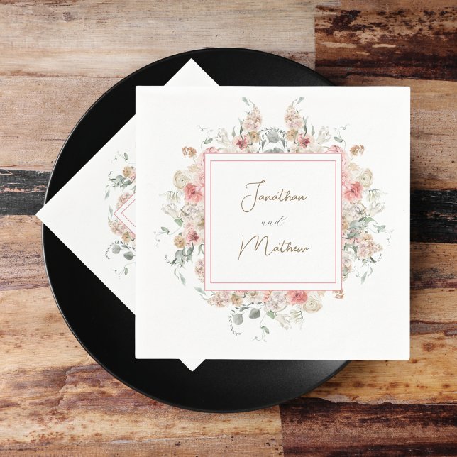 Summer Garden Watercolour Floral Wedding Napkin (Summer Garden Watercolour Floral Wedding Napkins
)