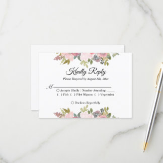 Summer Garden Watercolour Floral Wedding RSVP Card