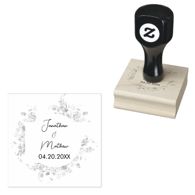 Summer Garden Watercolour Floral Wedding Rubber Stamp (Stamped)