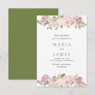 Summer Garden Watercolour Floral Wedding Save The Date