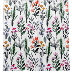 Summer garden Wildflowers Watercolor white green