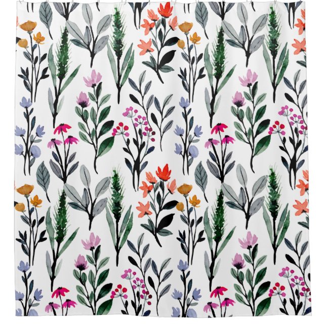 Summer garden Wildflowers Watercolor white green (Front)