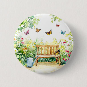 Summer Garden with Butterflies 2 Inch Round Button