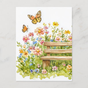 Summer Garden with Butterflies Postcard