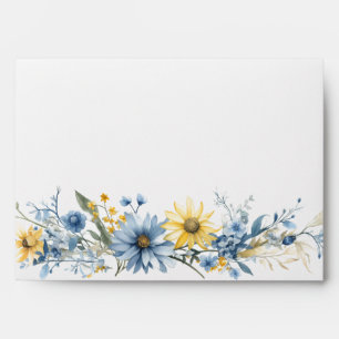 Summer Garden Yellow Blue Wedding Envelope