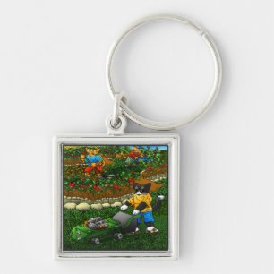 Summer Gardening Cats Keychain
