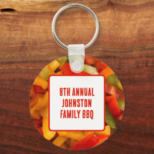 Summer Gathering Pepper Photo Family Reunion BBQ Keychain