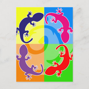 Summer gecko pop postcard