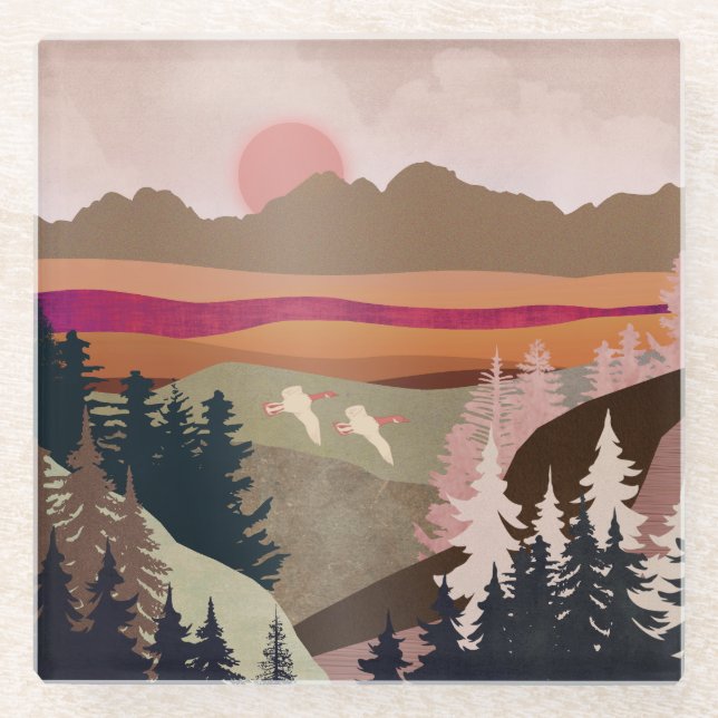 Summer Geese Glass Coaster (Front)